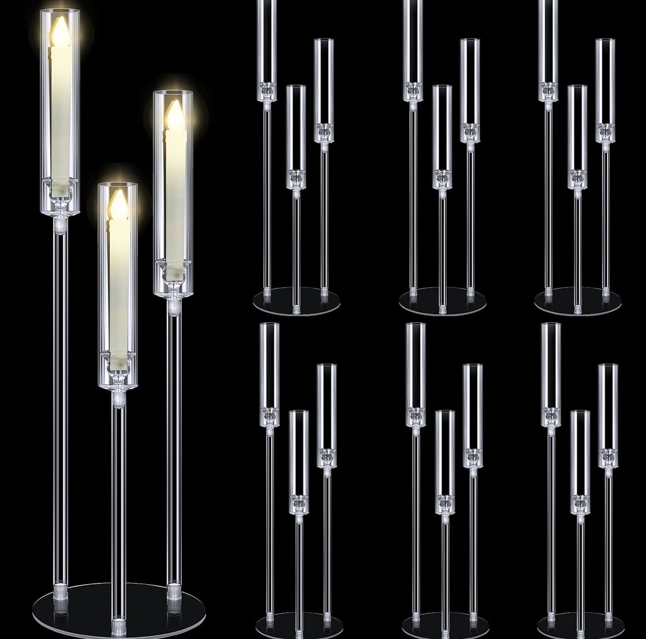 Clear Candelabra Centerpiece Rental